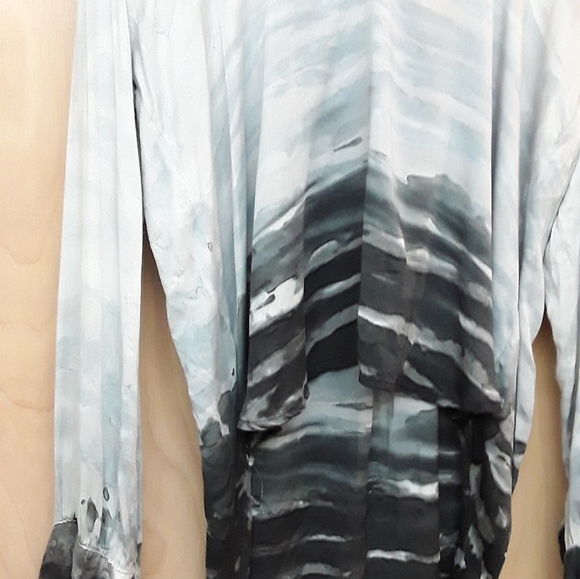River Sky Grey high low boho tie dye ombre laagenlook tunic top L - Picture 2 of 11